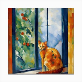 Orange Cat By The Window Canvas Print
