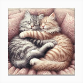 Two Cats Cuddling Canvas Print