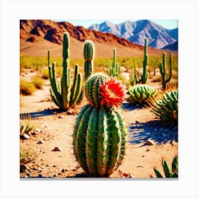 Cactus In The Desert, Flower Canvas Print