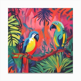 Parrots In The Jungle Fauvism Tropical Birds in the Jungle 6 Canvas Print