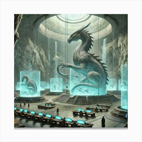 A Serene Scene Inside A Dragon Sanctuary, Showcasi Canvas Print