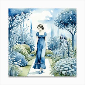 Blue Dress in gsrden Canvas Print