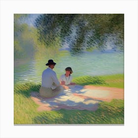 Picnic By The River at Hurley Lock Canvas Print