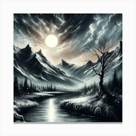 Dark Night In The Mountains Canvas Print