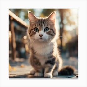 A Cute Cat, Pixar Style, Watercolor Illustration Style 8k, Png Canvas Print