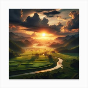 Sunrise Over The Valley Canvas Print