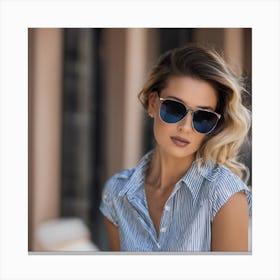 Beautiful Woman In Sunglasses Canvas Print