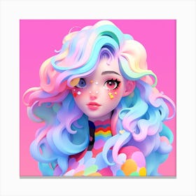 Girl With Colorful Hair Canvas Print