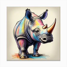 Colorful Rhino Canvas Print