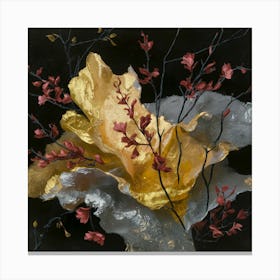 Gold And Red Flowers Canvas Print