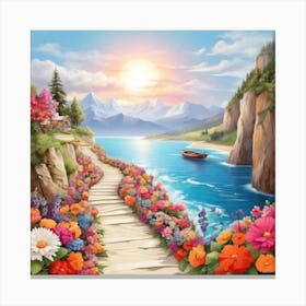 Beautiful Flowers near the sea Canvas Print