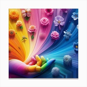 Rainbow Flowers Canvas Print