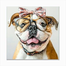 Bulldog With Glasses 2 Canvas Print