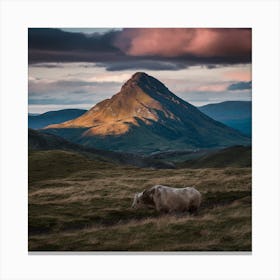 Cadair Idris Wales Colourful Mountain Illustration Poster 4 Canvas Print