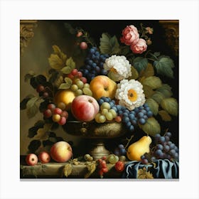 Fruit & Flowers Baroque Style 01 Canvas Print