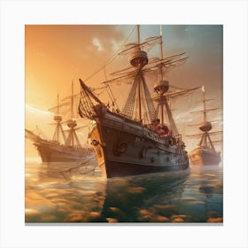 Ships In The Sea 2 Canvas Print