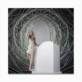 Firefly Graceful Woman With Noble Elegance And Geometric Dreamscape 36801 (2) Canvas Print