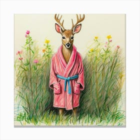 Deer In Bathrobe 16 Canvas Print