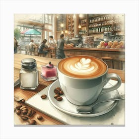 Coffee Shop Illustration Canvas Print