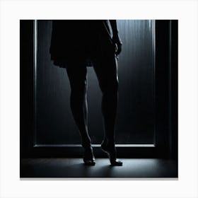 Silhouette Of A Woman In The Dark Canvas Print