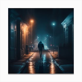 Dark Street At Night Canvas Print