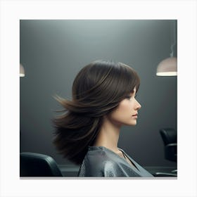 Portrait Of A Woman In A Hair Salon Canvas Print