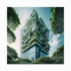 Tree-Covered Skyscraper Canvas Print
