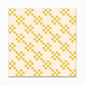 Grid Diagonal Stripes Cream And Yellow Lienzo