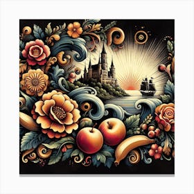 A magical sunset on a sailing ship in the ocean 17 Canvas Print