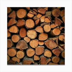 Firefly Stacked Firewood Logs With Natural Wood Texture 21628 (2) Canvas Print