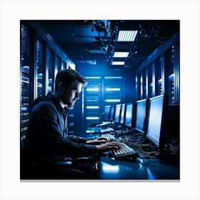 A Cutting Edge Server Room Filled To The Brim With Sleek High Tech Equipment Humming With Energy (2) Canvas Print