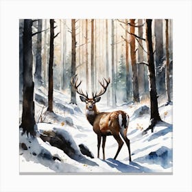 Deer In The Woods 71 Canvas Print