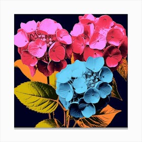 Andy Warhol Style Pop Art Flowers Hydrangea 2 Square Canvas Print