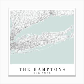 The Hamptons New York Street Map Minimal Color Square Canvas Print