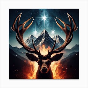 Deer In Fire Canvas Print