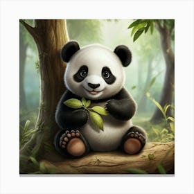 Panda Bear In The Forest Canvas Print