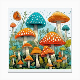 Mushroom Illustration Canvas Print