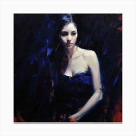 Woman In A Black Dress Canvas Print