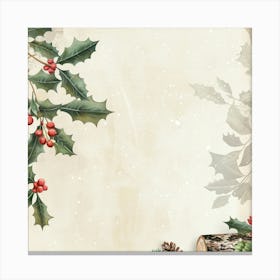 Yule Inspired Banner Texture With Mistletoe And 1 Canvas Print