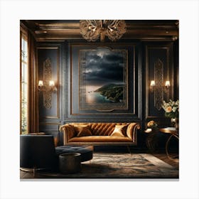 Black And Gold Living Room 6 Canvas Print