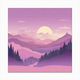 Misty mountains background in purple tone 127 Canvas Print