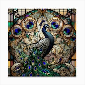 Peacock Stained Glass 6 Canvas Print