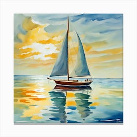 Sailboat Boat Sailing Sea Ocean Yacht Water Sky Travel Canvas Print