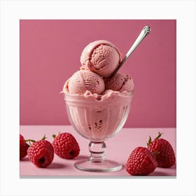 Ice Cream With Raspberries 10 Canvas Print