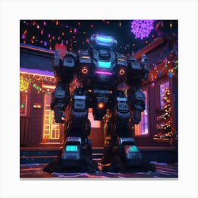 Robot Stands In Front Of A House Canvas Print