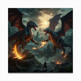 Two Dragons Fighting 2 Canvas Print