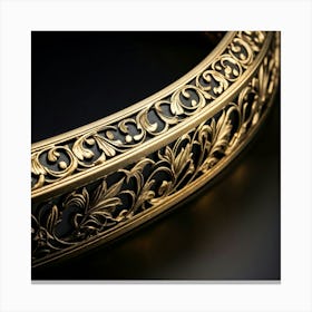 Bright Gold Metallic Border Smooth Texture Intricate Filigree Patterns Glinting Under Soft Diffu (2) Canvas Print