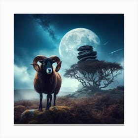 Ram In The Moonlight 4 Canvas Print