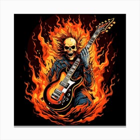 Skeleton In Flames Canvas Print
