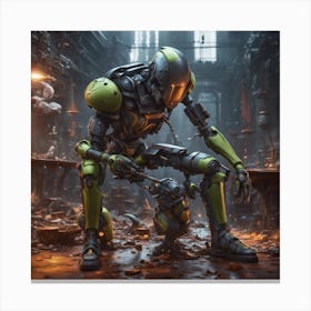 Robot In Ruins Canvas Print